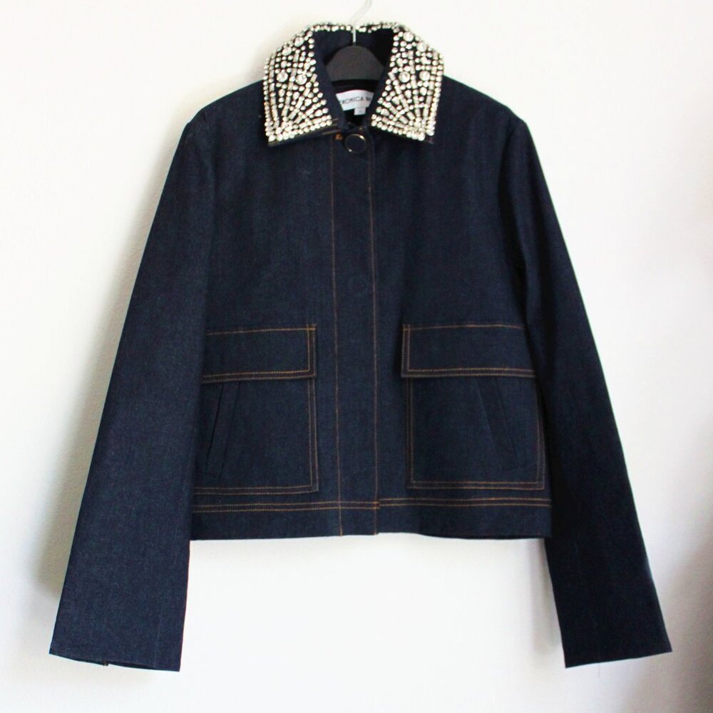 NEW AUTH VERONICA BEARD Barrington Denim Embellished Jacket, Multi size